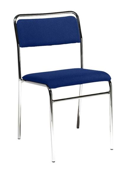 Konferansestol Ronny uten armlener, kromstativ, blå