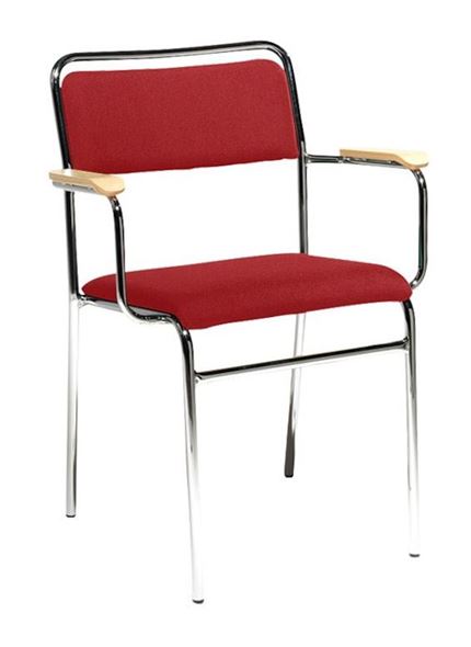 Konferansestol Ronny, med armlener, kromstativ, rød