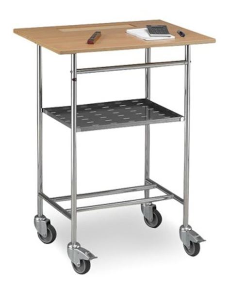 Skrivepult på hjul, HxBxD 1070x800x570 mm, bøk