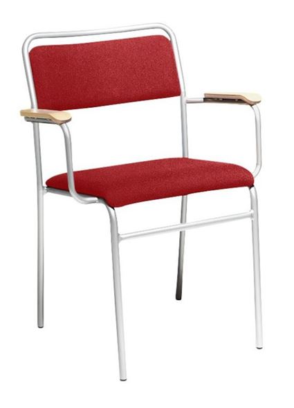 Konferansestol Ronny med armlener, søvfarget stativ, rød