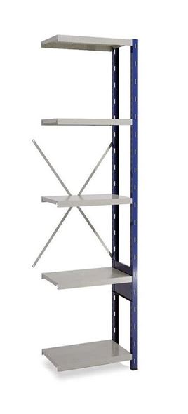 Lagerhylle Gerdmanshyllen, blå/grå, halvutbyggingsseksjon, BxDxH 500x3
