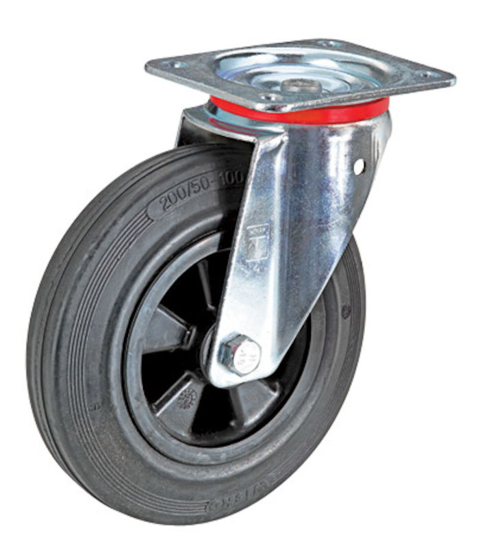 Massivgummihjul på plastfälg, ØxB 125x38 mm, länkhjul