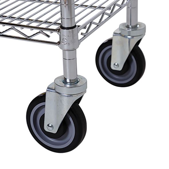 Svingbare hjul i PVC, 2-pk, sølv/svart