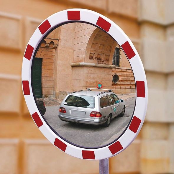 Trafikkspeil, rustfritt, utendørs bruk, Ø 600 mm