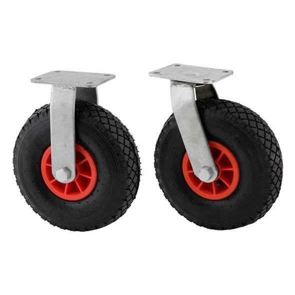 Ekstra hjulsett til plattformvogn, luftgummi, 2 faste, 2 svingbare hju