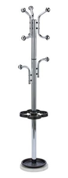 Stumtjener med kromfargede knagger, H 1680 mm, Ø 300 mm, forkrommet