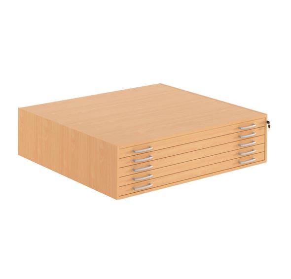 Tegningsskap Kolima, A0, 5 skuffer, bøk laminat