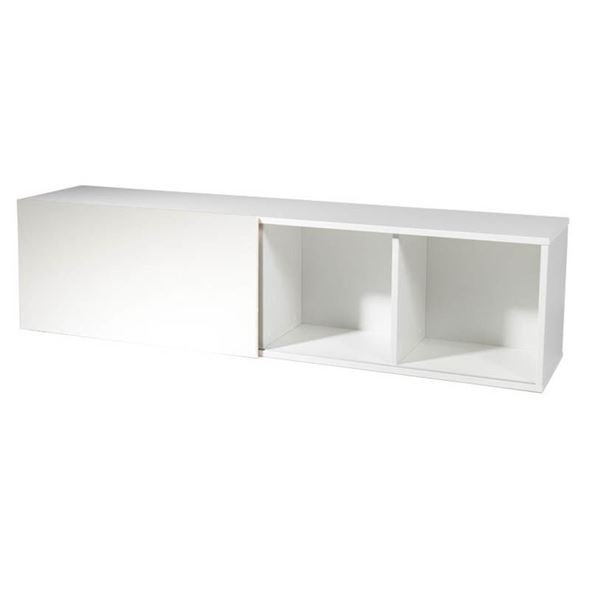 Vegghylle Edmonton med skyvedør, BxDxH 1600x360x400 mm, hvit/bjørk