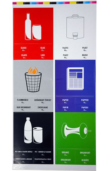 Klistremerker til avfallsbeholder, 6 stk/pk