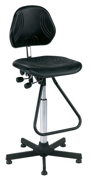 Industristol med fotbøyle Fotinahøy, med fotstøtte, svart