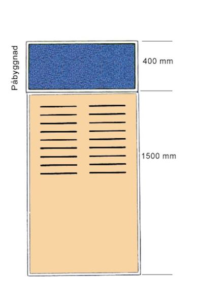 Rett påbygging til skjermvegg Silence, 800x400 mm, stoff/stoff, lysegr