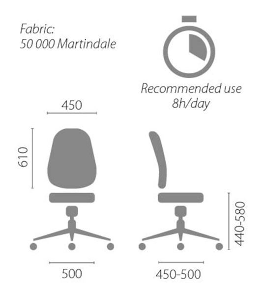 Kontorstol Portland, med armlener, grå