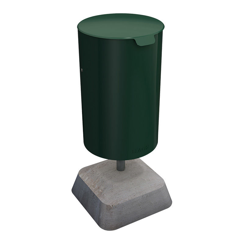 Avfallskurv med lokk og betongfot Lixa