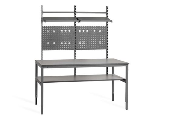 Arbeidsbord Embla med påbygging, 1600x800 mm, grå laminat