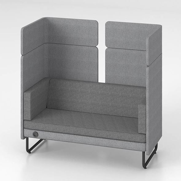 Lydabsorberende sofa Nelson, 2-seter, grått sete/lysegrått panel med s