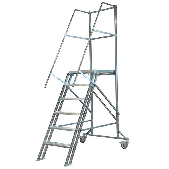 Plattformstige med rekkverk, 1200 mm, 6 trinn