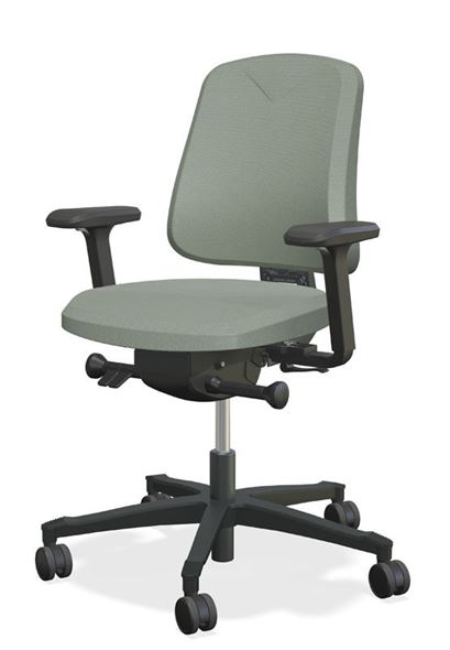 Kontorstol Höganäs 260, stoff Cura lysegrønn, med armlener