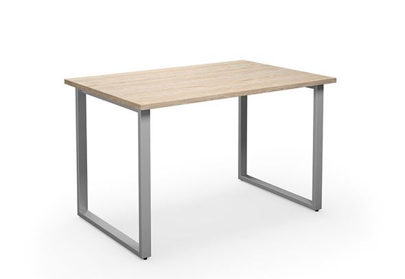 Bord DUO-O, rett plate, LxB 1200X800 mm, eik/sølv