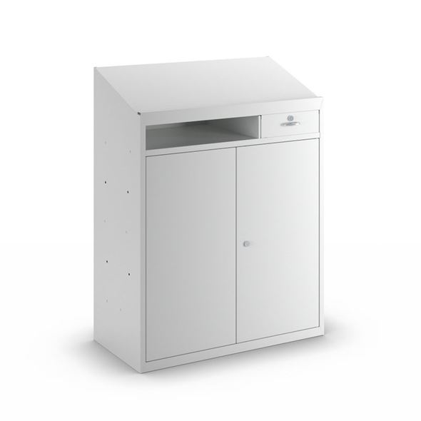 Verktøyskap med skrivepult Gustav, HxBxD 1220 x 915 x 457 mm, lysegrå,