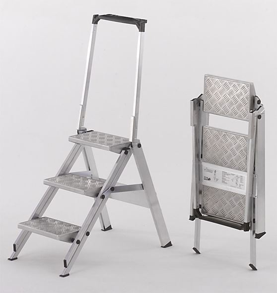 Trappestige i aluminium, sammenleggbar Torvald, trinn aluminium riflet