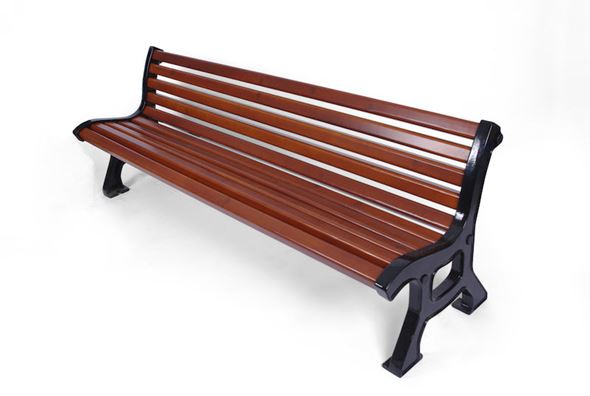 Utebenker i massiv tre Baran, uten armlener, riller i meranti-tre