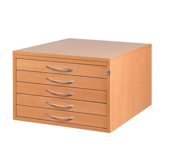 Tegningsskap Kolima, A2, 5 skuffer, bøk laminat